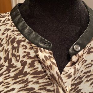 Dkny sheer animal print blouse NWT